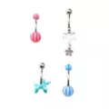 Multi-Pack CZ Circus Belly Rings 4 Pack - 14 Gauge at Spencer's