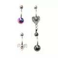 Multi-Pack Heart Skeleton Ribs Belly Rings 4 Pack - 14 Gauge at Spencer's