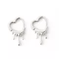 Silvertone Dripping Heart Huggie Hoop Earrings at Spencer's