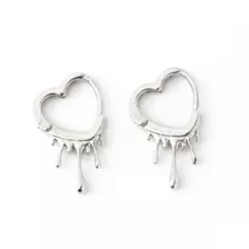 Silvertone Dripping Heart Huggie Hoop Earrings at Spencer's