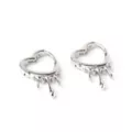 Silvertone Dripping Heart Huggie Hoop Earrings at Spencer's