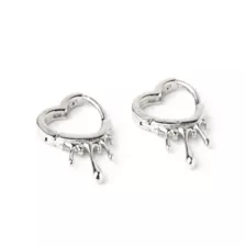 Silvertone Dripping Heart Huggie Hoop Earrings at Spencer's