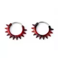 Red and Black Spike Huggie Hoop Earrings at Spencer's
