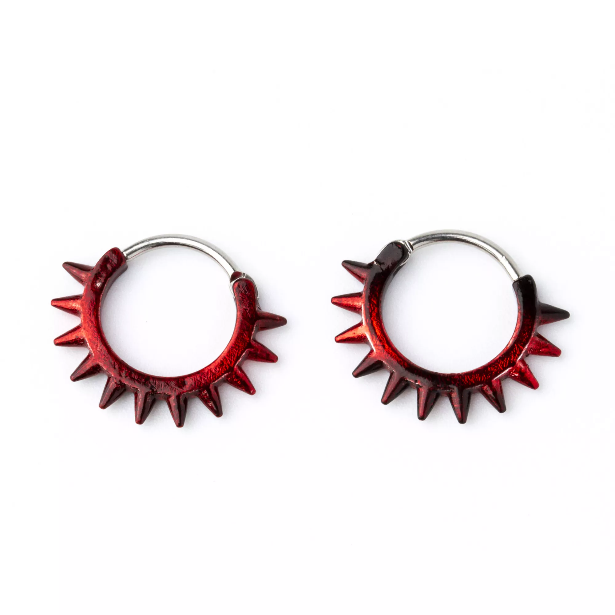Red and Black Spike Huggie Hoop Earrings at Spencer's
