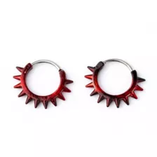 Red and Black Spike Huggie Hoop Earrings at Spencer's