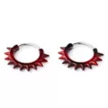 Red and Black Spike Huggie Hoop Earrings at Spencer's