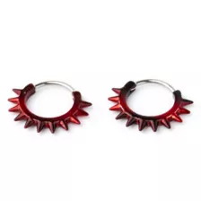 Red and Black Spike Huggie Hoop Earrings at Spencer's