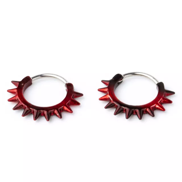 Red and Black Spike Huggie Hoop Earrings at Spencer's