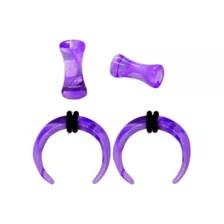 Multi-Pack Purple Marbled Acrylic Pinchers and Plugs - 2 Pair at Spencer's