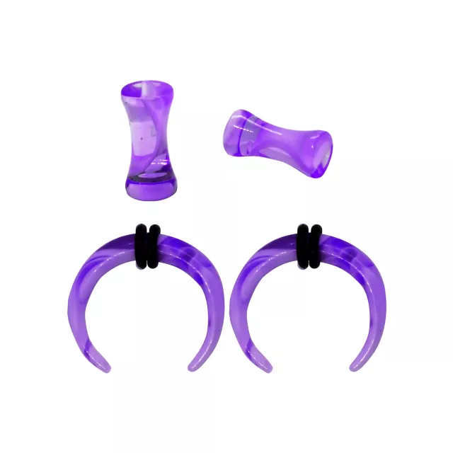 Multi-Pack Purple Marbled Acrylic Pinchers and Plugs - 2 Pair at Spencer's