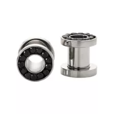 CZ Black Silvertone Screw Fit Tunnels at Spencer's