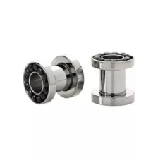 CZ Black Silvertone Screw Fit Tunnels at Spencer's