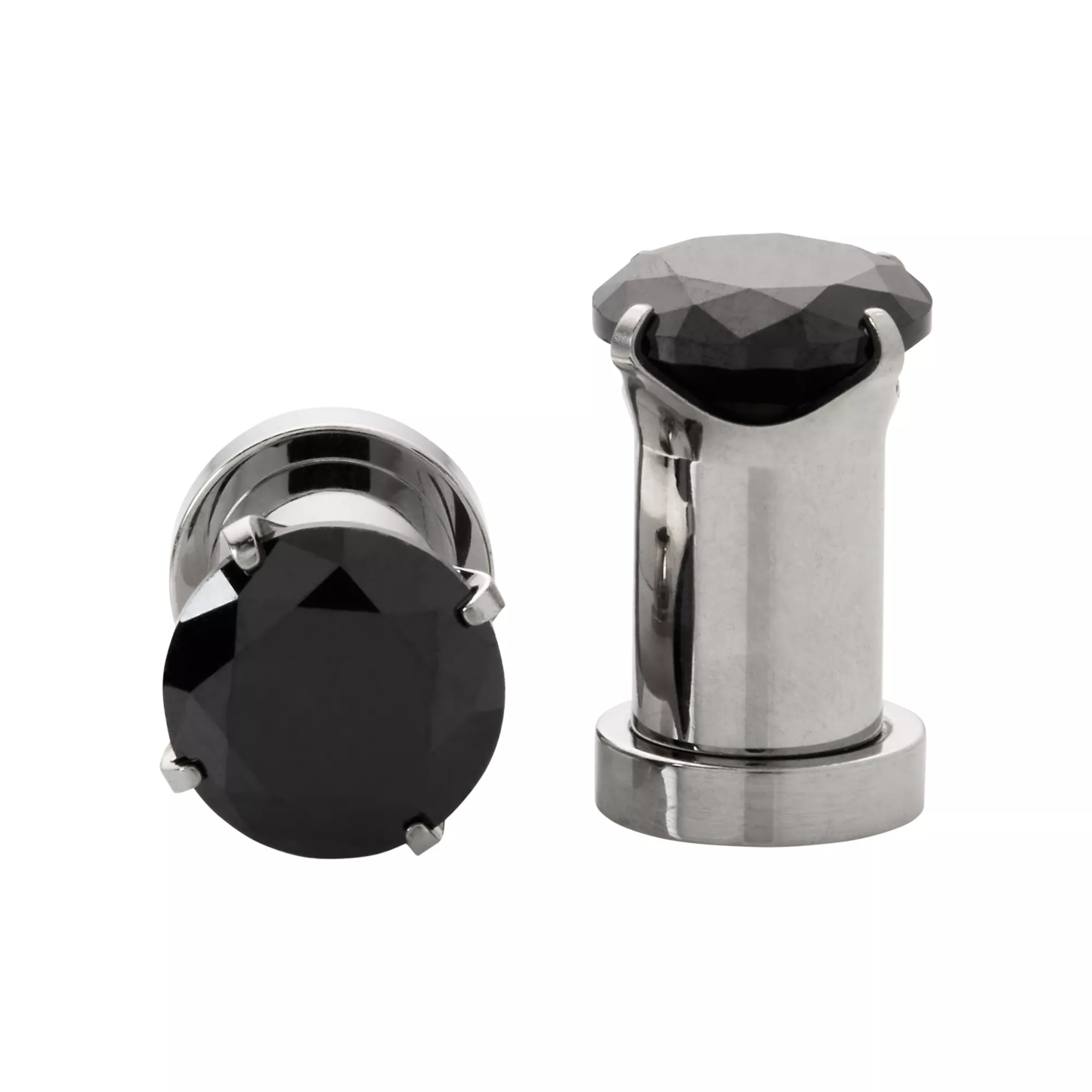 CZ Black Silvertone Screw Fit Plugs at Spencer's