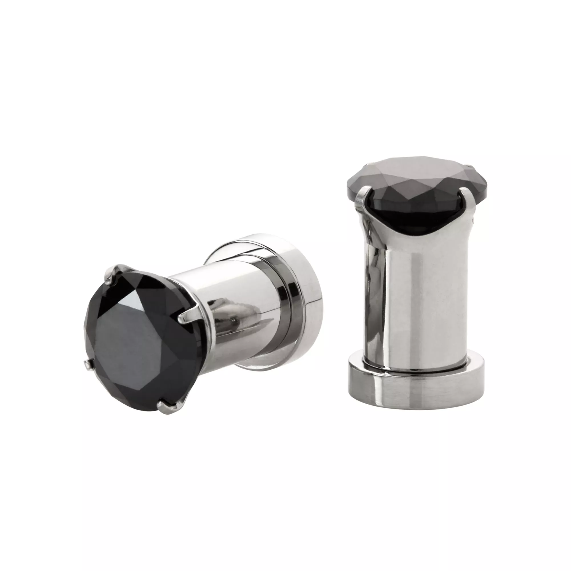 CZ Black Silvertone Screw Fit Plugs at Spencer's