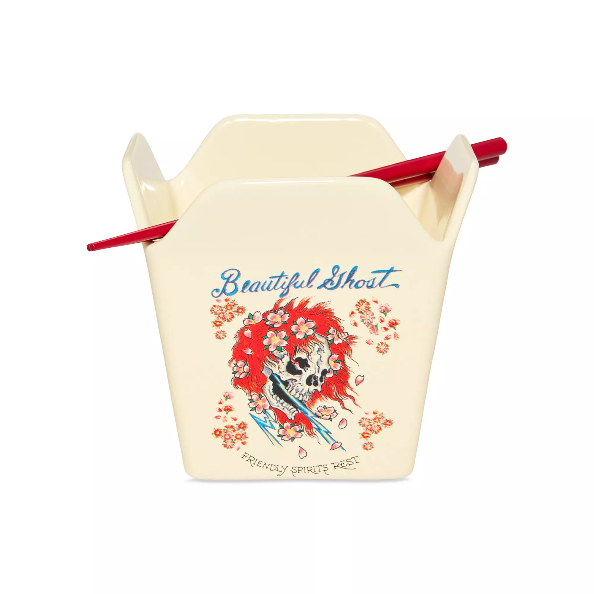 Ed Hardy Beautiful Ghost Takeout Bowl with Chopsticks - 17 oz. at Spencer's