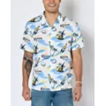 Corona Palm Tree Print Woven Button Up Shirt at Spencer's