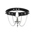 Black Cross Spiked Chain Choker Necklace at Spencer's
