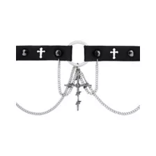 Black Cross Spiked Chain Choker Necklace at Spencer's