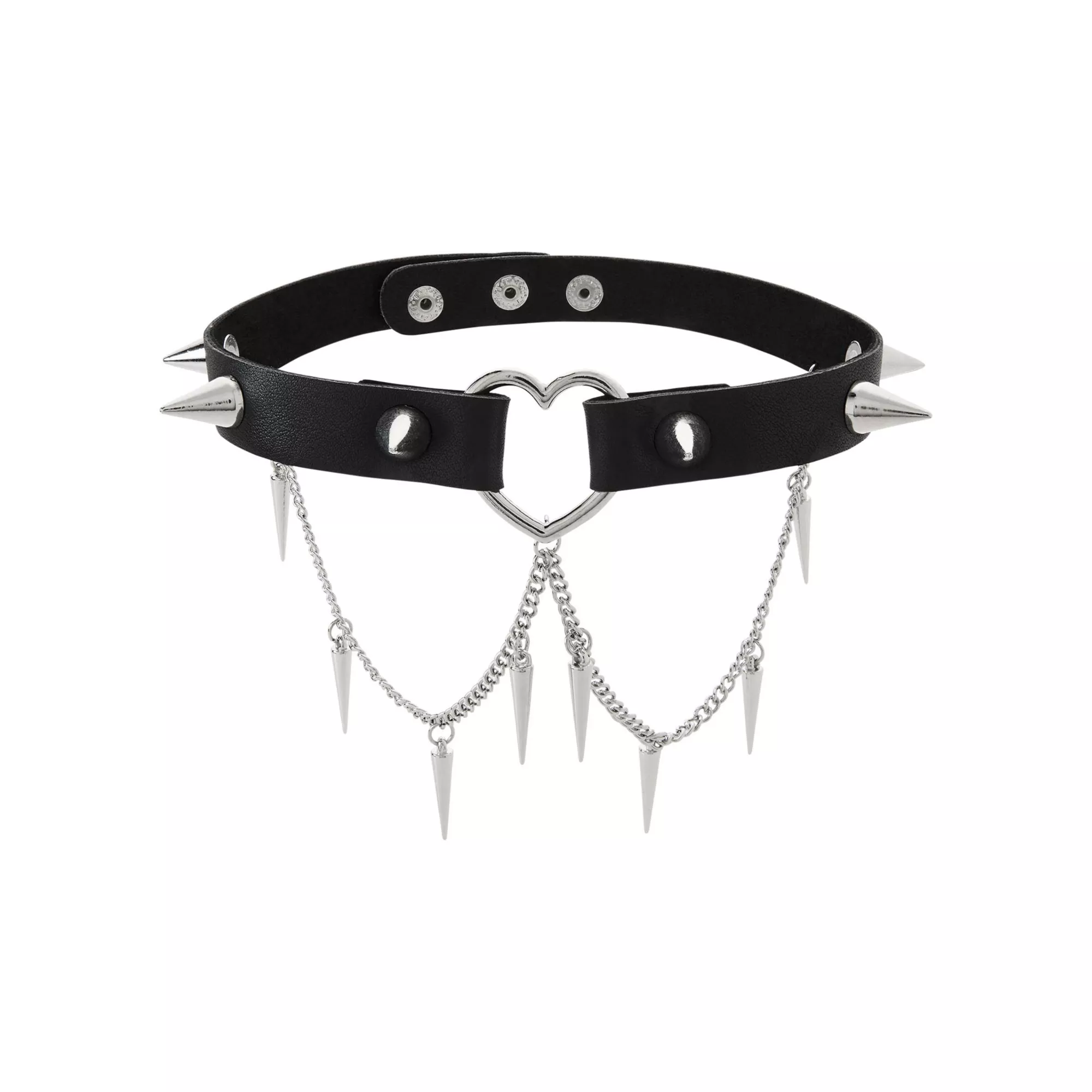 Black Heart Spiked Chain Choker Necklace at Spencer's