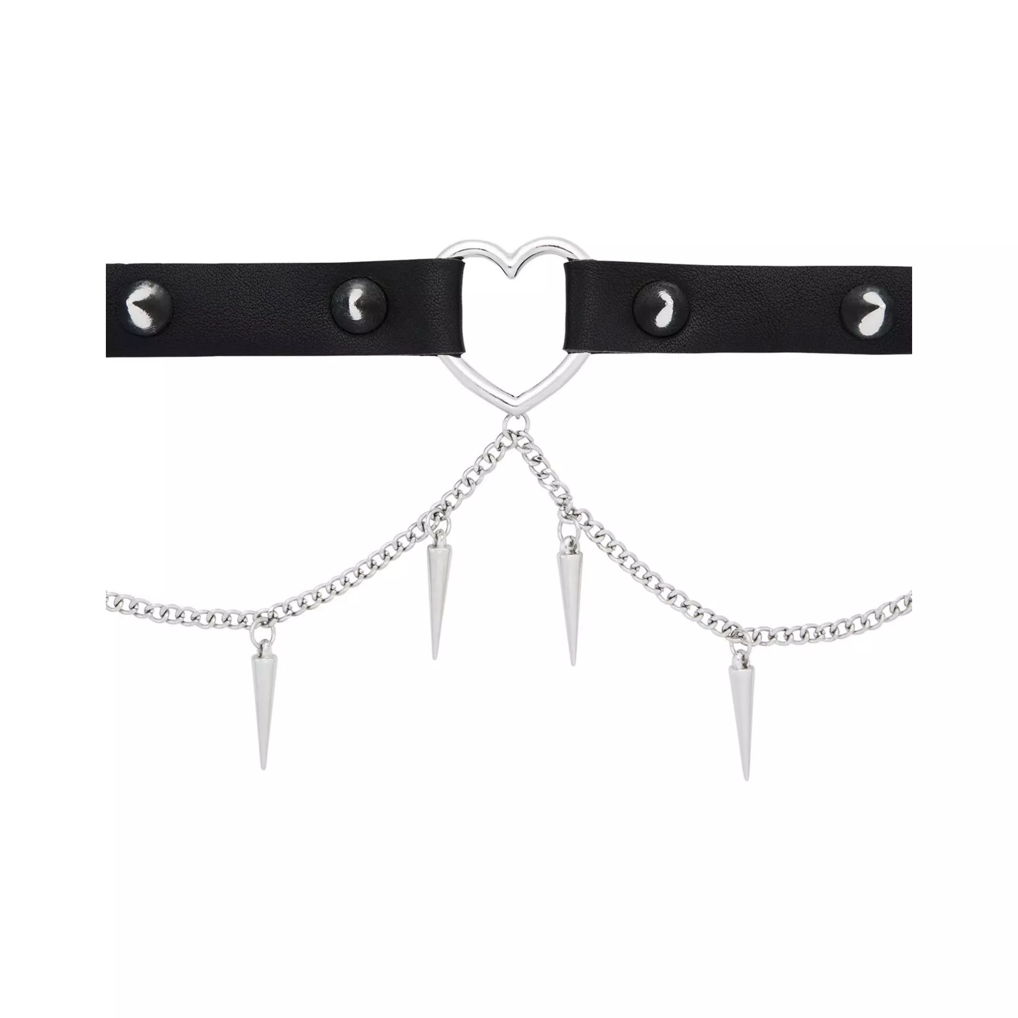 Black Heart Spiked Chain Choker Necklace at Spencer's