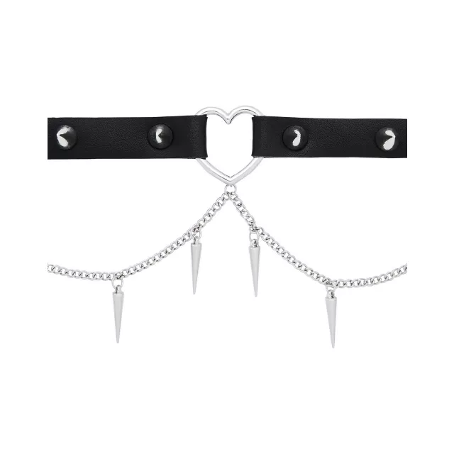 Black Heart Spiked Chain Choker Necklace at Spencer's