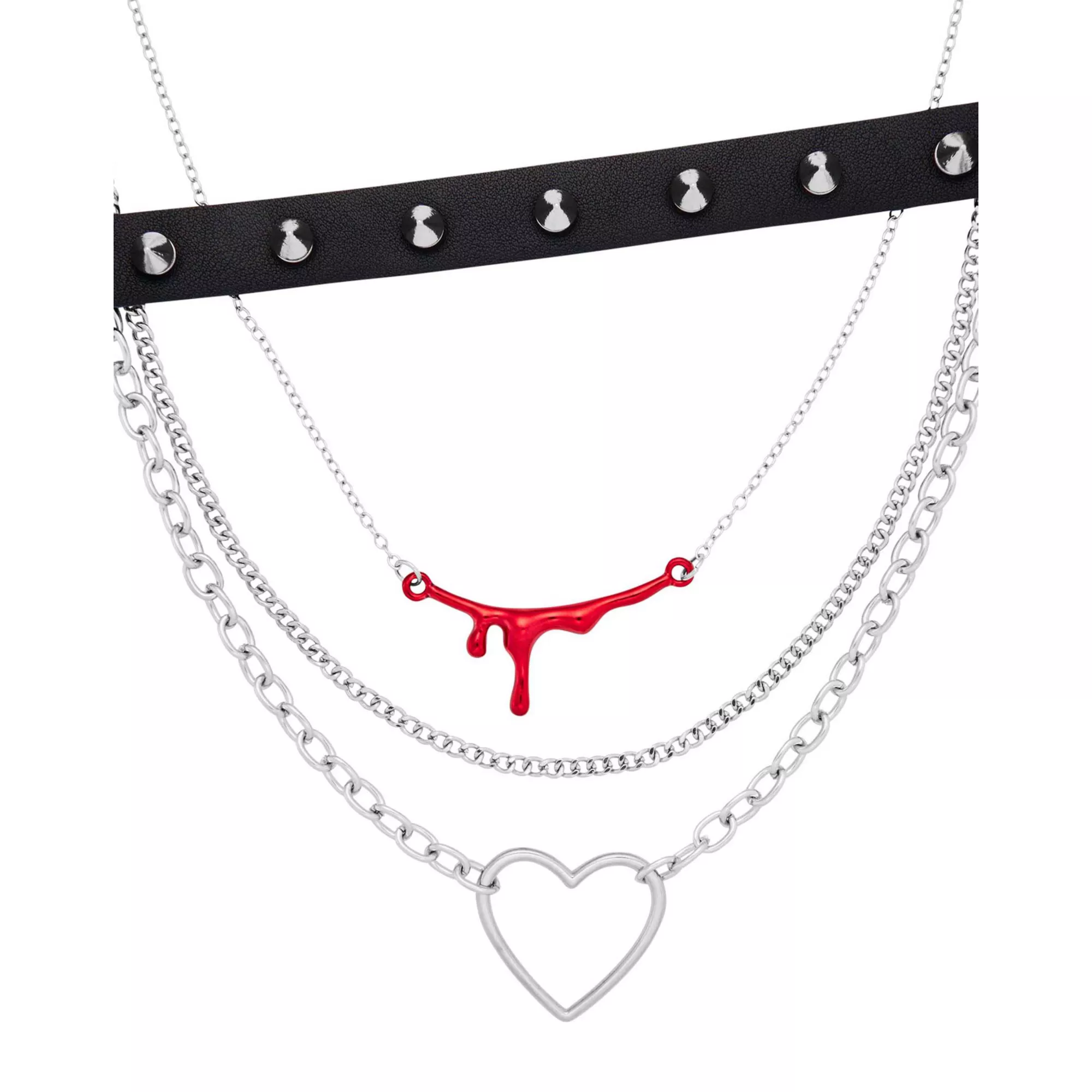 Multi-Pack Spiked Bloody Heart Choker Necklaces - 4 Pack at Spencer's