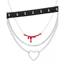 Multi-Pack Spiked Bloody Heart Choker Necklaces - 4 Pack at Spencer's