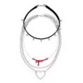 Multi-Pack Spiked Bloody Heart Choker Necklaces - 4 Pack at Spencer's