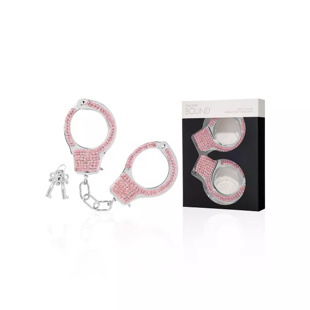 Pleasure Bound Pink Rhinestone Cuffs at Spencer's