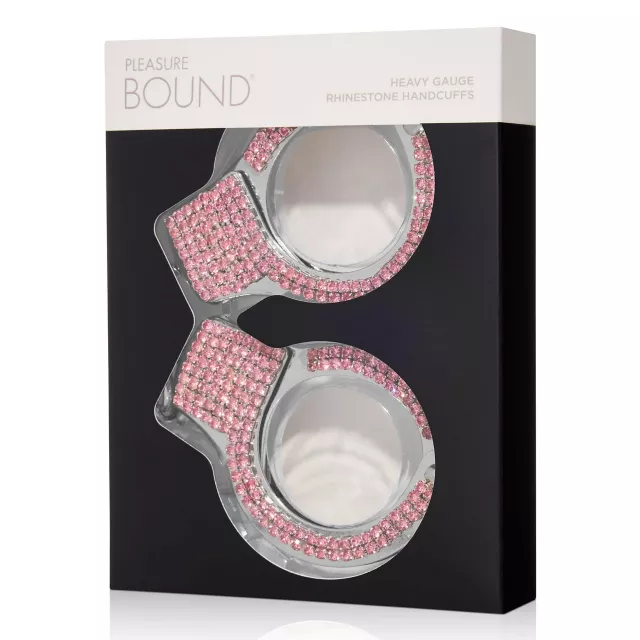 Pleasure Bound Pink Rhinestone Cuffs at Spencer's