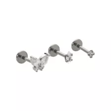 Multi-Pack Titanium CZ Butterfly Flat Back Nose Pins 3 Pack - 18 Gauge at Spencer's