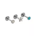Multi-Pack CZ Flower Flat Black Pins 3 Pack - 18 Gauge at Spirit Halloween