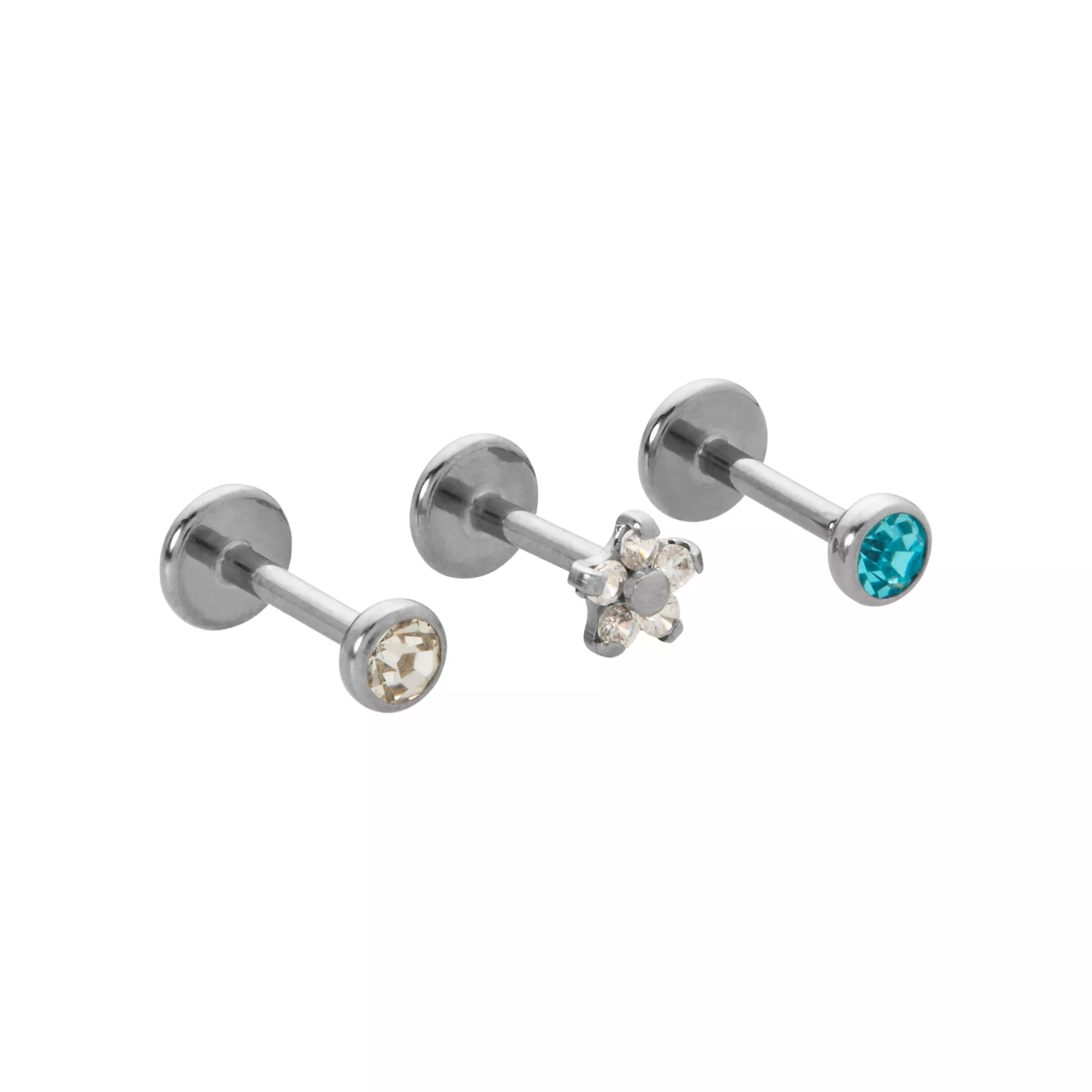 Multi-Pack CZ Flower Flat Black Pins 3 Pack - 18 Gauge at Spirit Halloween