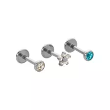 Multi-Pack CZ Flower Flat Black Pins 3 Pack - 18 Gauge at Spirit Halloween