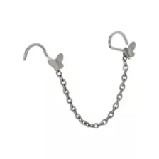 Mult-Pack Silvertone Butterfly Chain Titanium Screw Nose Rings 2 Pack - 20 Gauge at Spencer's