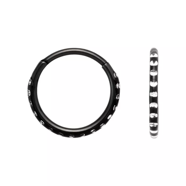 Black Titanium Crystal Hinge Hoops - 18 Gauge at Spencer's