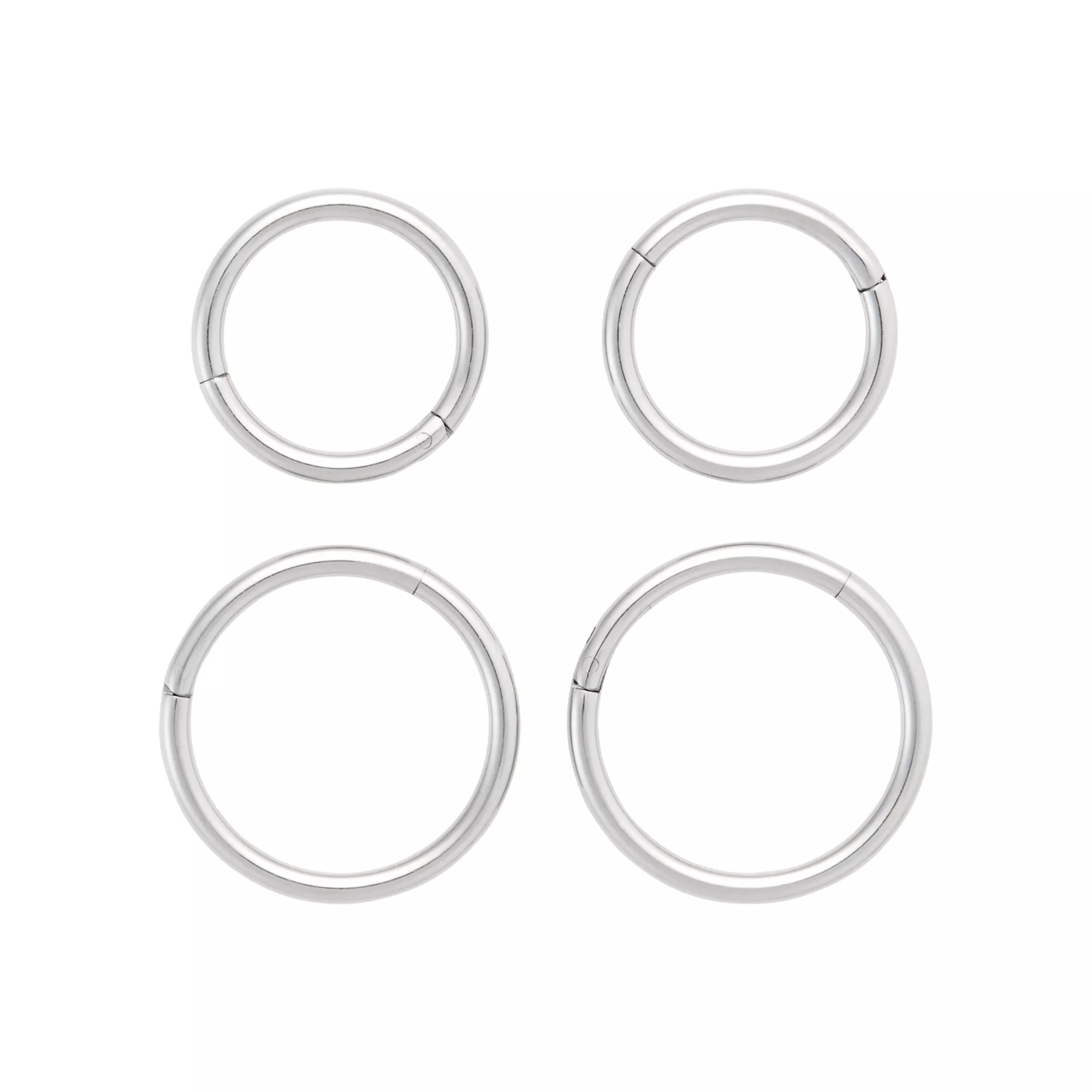 Multi-Pack Silvertone Titanium Graduated Size Hinged Hoop Rings 4 Pack - 18 Gauge at Spencer's