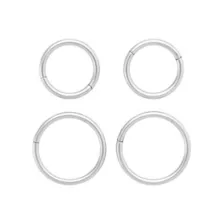 Multi-Pack Silvertone Titanium Graduated Size Hinged Hoop Rings 4 Pack - 18 Gauge at Spencer's