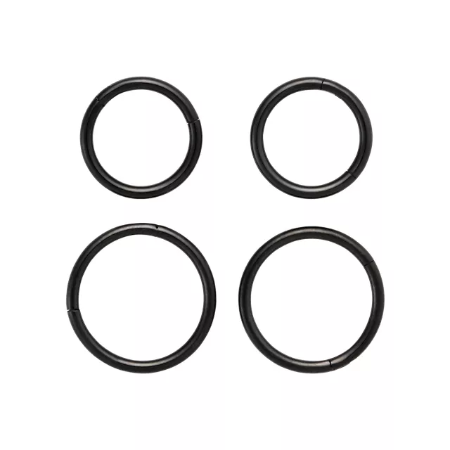 Multi-Pack Black Titanium Graduated Size Hinged Hoop Rings 4 Pack - 18 Gauge