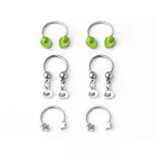 Multi-Pack Alien Horseshoe Rings 3 Pair - 16 Gauge at Spencer's