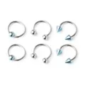 Multi-Pack Blue and Silvertone Horseshoe and Captive Rings 3 Pair - 16 Gauge at Spencer's