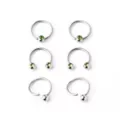 Multi-Pack Green CZ Horseshoe and Captive Rings 3 Pair - 16 Gauge at Spencer's
