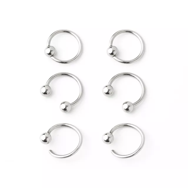 Multi-Pack Green CZ Horseshoe and Captive Rings 3 Pair - 16 Gauge at Spencer's