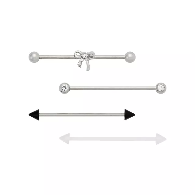Multi-Pack Titanium Bow Industrial Barbells 4 Pack - 14 Gauge at Spencer's