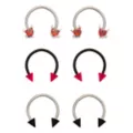 Multi-Pack CZ Red Devil Horseshoe Rings 16 Gauge - 3 Pair at Spencer's