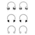 Multi-Pack Silvertone and Black Skull Horseshoe Rings 18 Gauge - 3 Pair at Spencer's