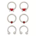 Multi-Pack CZ Skull Heart Silvertone Horseshoe and Captive Rings 16=4 Gauge - 3 Pair at Spencer's