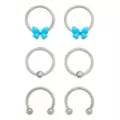 Multi-Pack Silvertone Bow Horseshoe and Captive Rings 16 Gauge - 3 Pair at Spencer's