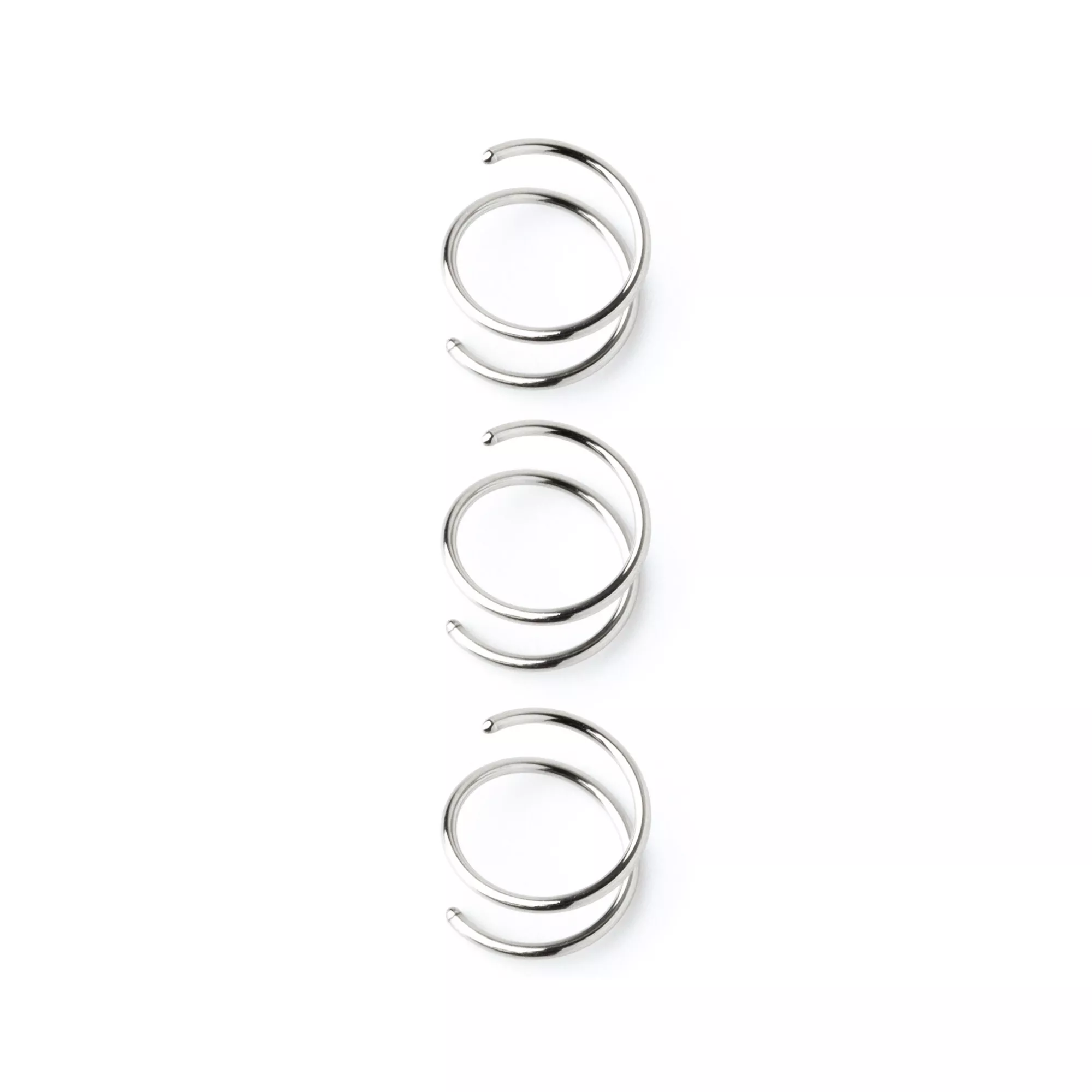 Multi-Pack Silvertone Spiral Nose Hoops 3 Pack - 20 Gauge