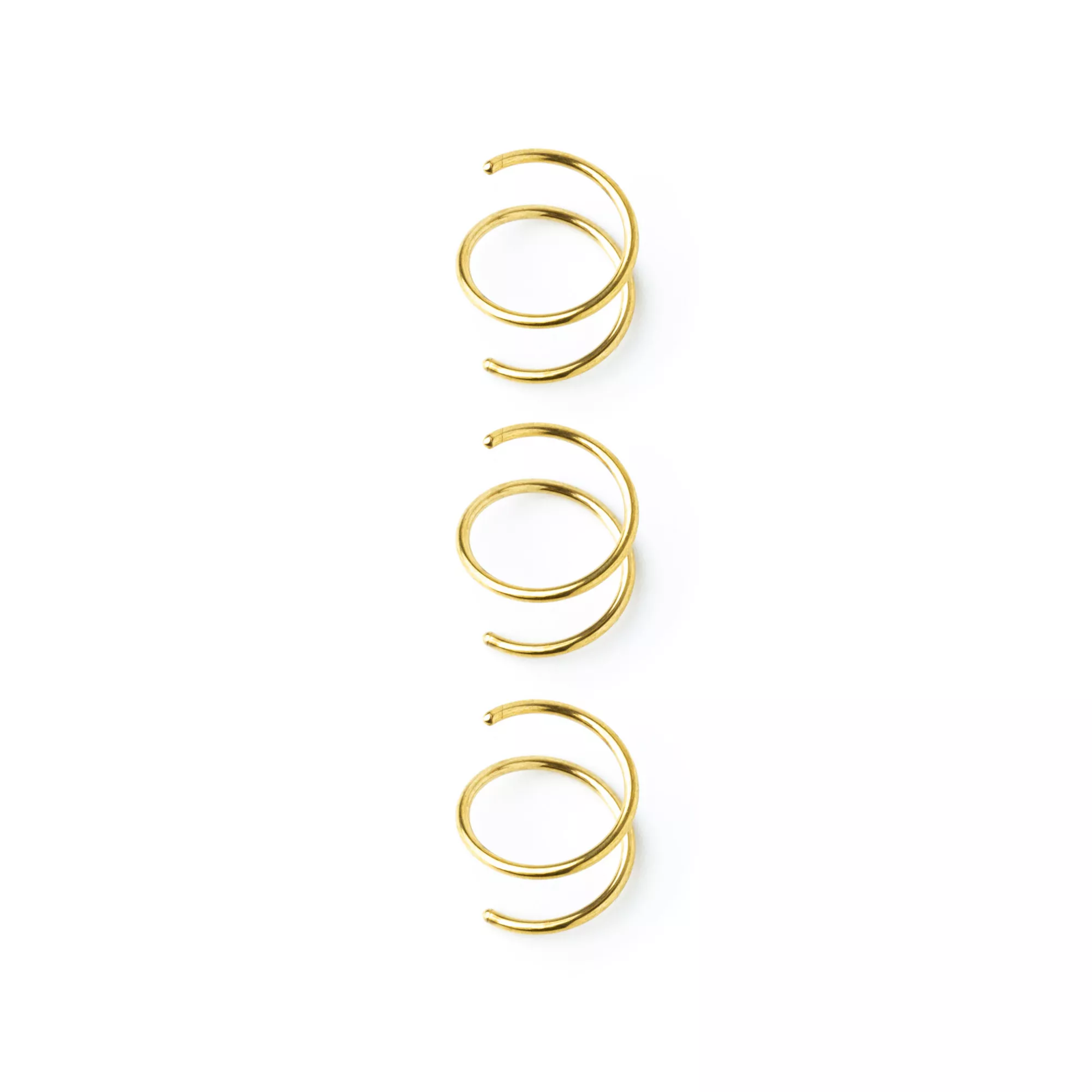 Multi-Pack Goldtone Spiral Nose Hoops 3 Pack - 20 Gauge